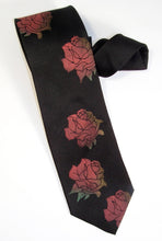 Load image into Gallery viewer, Tie Tracks Creative Neckwear Black with Red Roses Assortment
