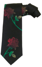 Load image into Gallery viewer, Tie Tracks Creative Neckwear Black with Red Roses Assortment