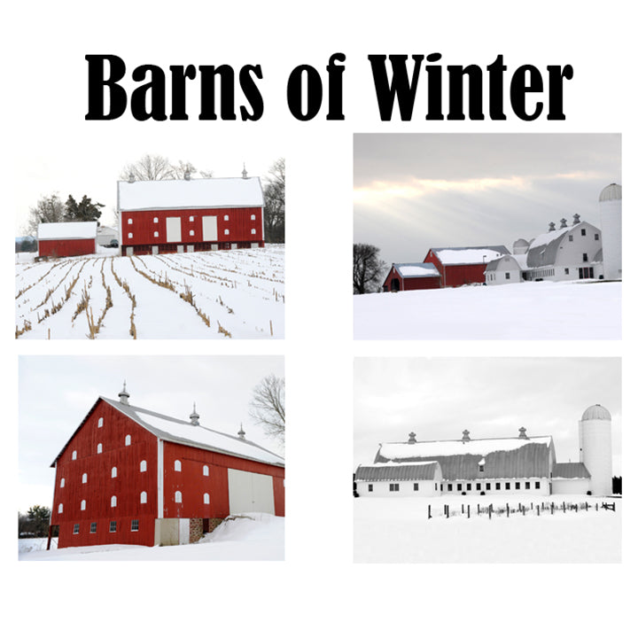 Hand Printed Note Cards - Barns of Winter