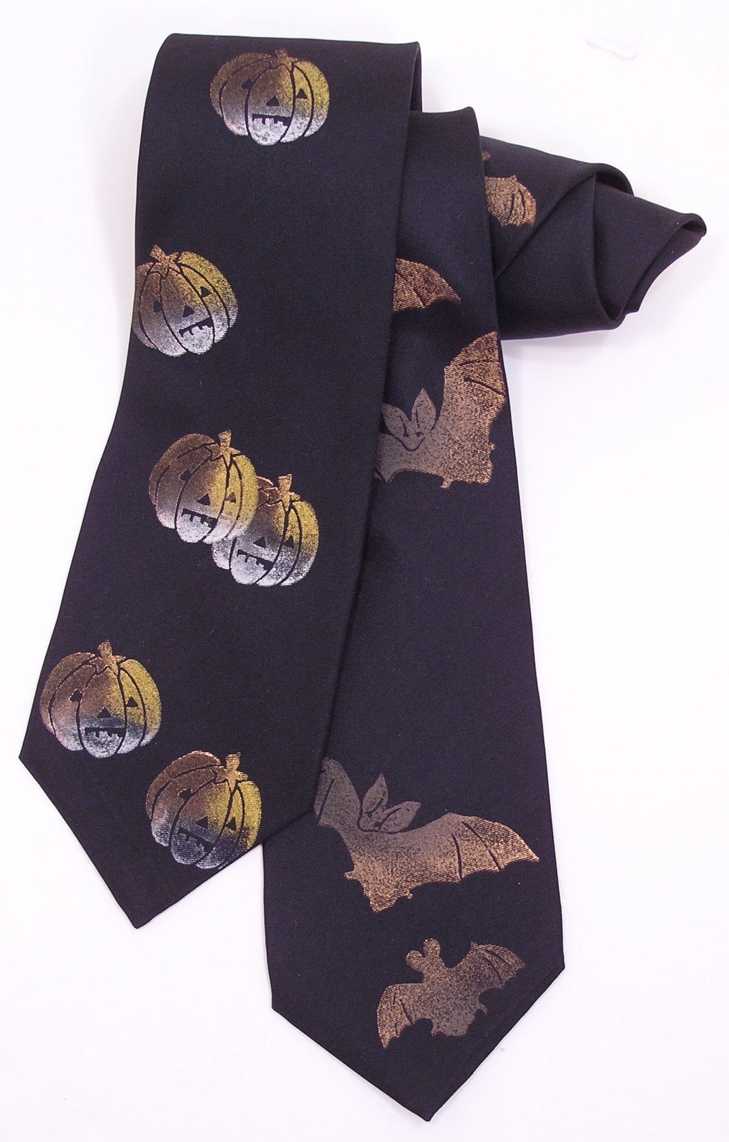 Tie Tracks Creative Neckwear Black Ties with Pumpkins or Bats