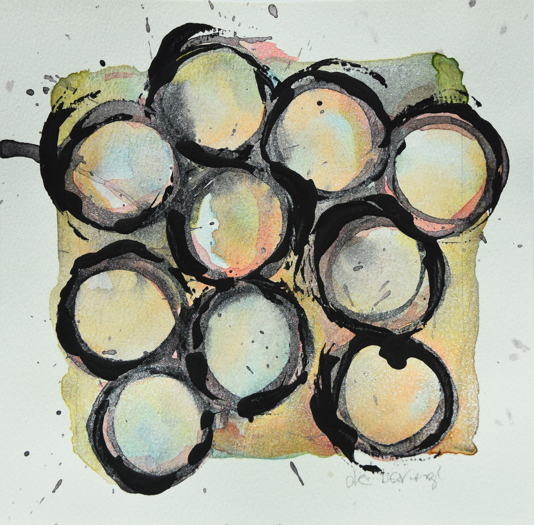 Original Art – Ten Circles Watercolor and Ink Study 