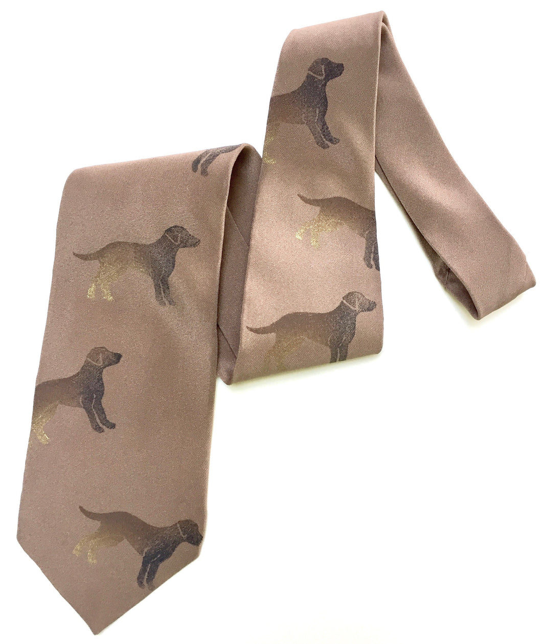 Tie Tracks Creative Neckwear Light Brown tie with Dog Silhouette